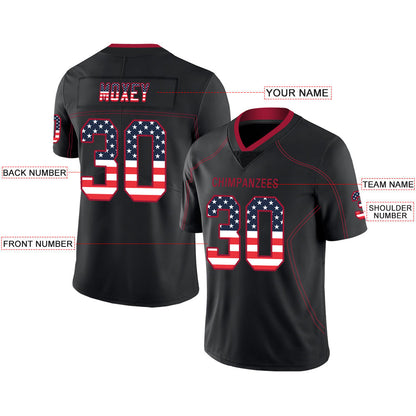Custom A.Cardinal Men American Black USA Flag Fashion Vapor Limited Stitched Football Jersey