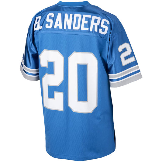D.Lions #20 Barry Sanders Blue Mitchell & Ness Blue Authentic Throwback Retired Player Jersey