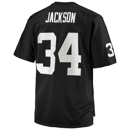 LV. Raiders #34 Bo Jackson Mitchell & Ness Black Big & Tall 1988 Retired Player Replica Jersey