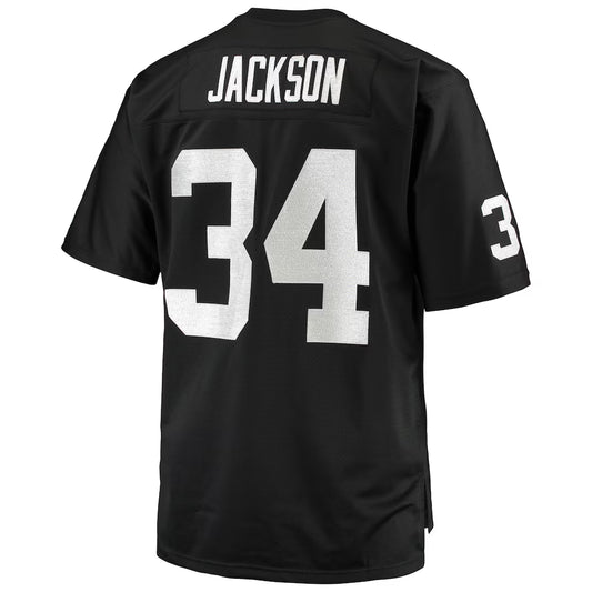 LV. Raiders #34 Bo Jackson Mitchell & Ness Black Big & Tall 1988 Retired Player Replica Jersey