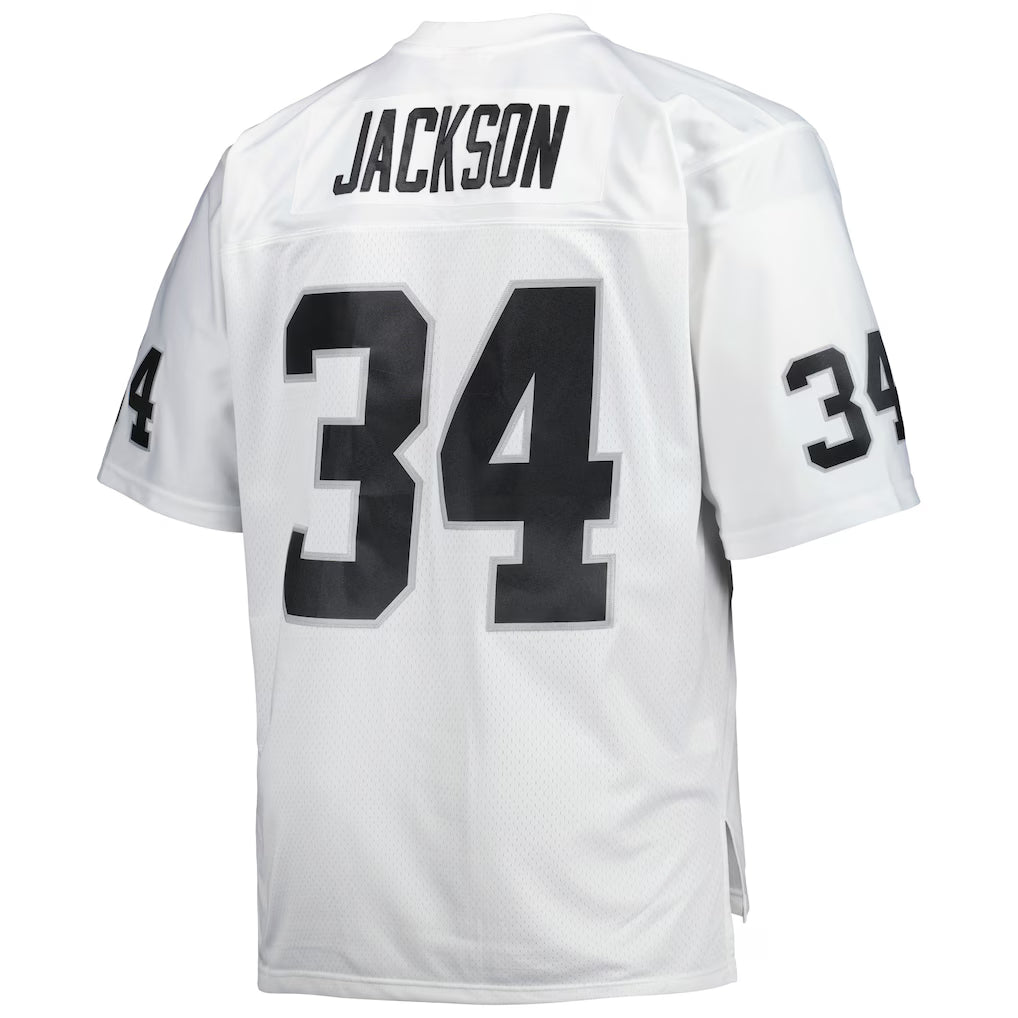 LV. Raiders #34 Bo Jackson Mitchell & Ness White Big & Tall 1988 Retired Player Replica Jersey