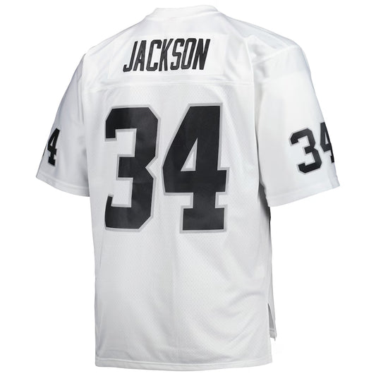 LV. Raiders #34 Bo Jackson Mitchell & Ness White Big & Tall 1988 Retired Player Replica Jersey