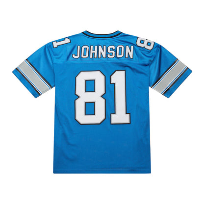 D.Lions #81 Calvin Johnson Mitchell & Ness Blue 2007 Authentic Throwback Retired Player Jersey