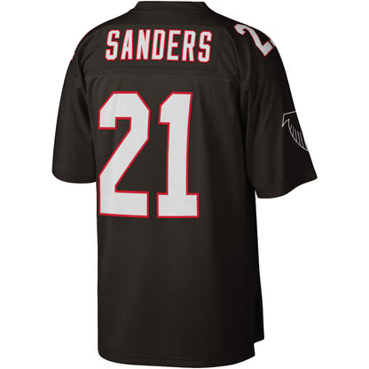 A.Falcons #21 Deion Sanders Black Mitchell & Ness Black Legacy Replica Jersey
