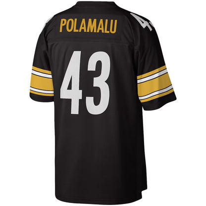 P.Steelers #43 Troy Polamalu Mitchell & Ness Black Legacy Replica Jersey Stitched American Football Jerseys