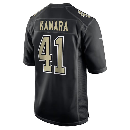 NO.Saints #41 Alvin Kamara Carbon Black Fashion Game Jersey Stitched American Football Jersey