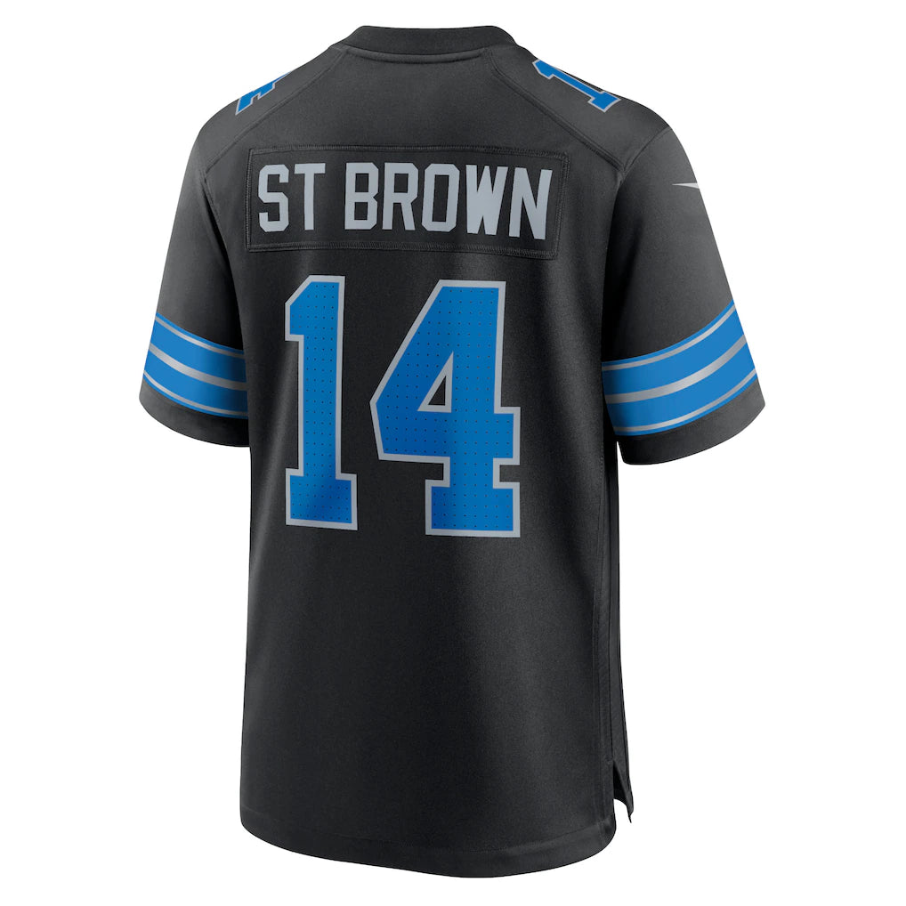 D.Lions #14 Amon-Ra St. Brown Black Player Game Jersey Stitched American Football Jerseys