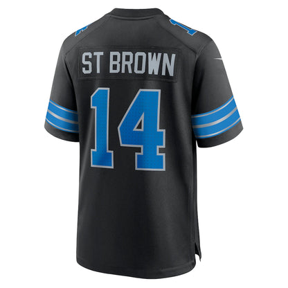 D.Lions #14 Amon-Ra St. Brown Black Player Game Jersey Stitched American Football Jerseys