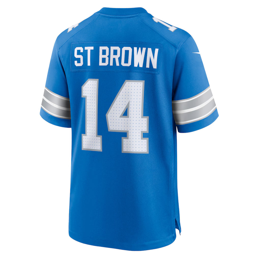 D.Lions #14 Amon-Ra St. Brown Blue Player Game Jersey Stitched American Football Jerseys