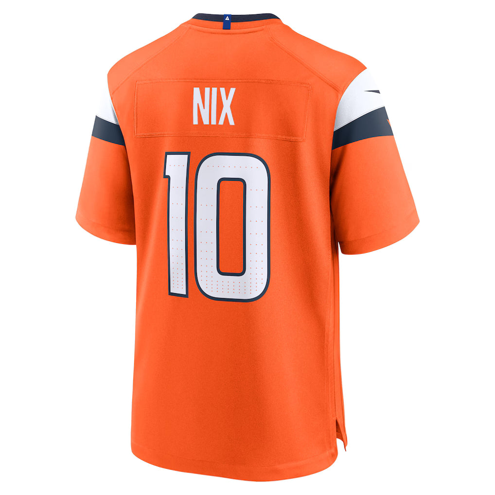 D.Broncos #10 Bo Nix Orange Alternate Game Jersey Stitched American Football Jerseys