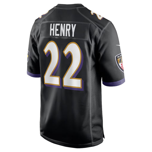 B.Ravens #22 Derrick Henry Black Game Player Jersey Stitched American Football Jerseys