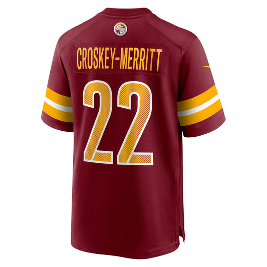 W.Commanders #22 Jacory Croskey-Merritt Burgundy Game Jersey Stitched American Football Jerseys