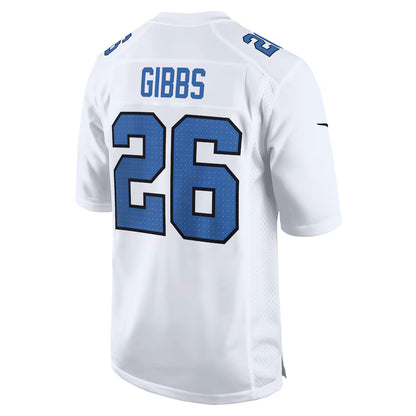 D.Lions #26 Jahmyr Gibbs White Fashion Jersey Stitched American Football Jerseys