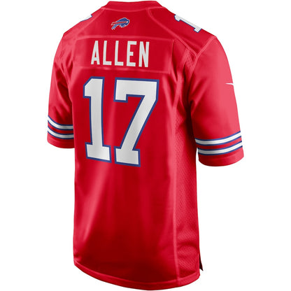 B.Bills #17 Josh Allen  Red Game Player Jersey Football Stitched American Jerseys