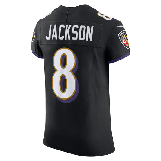 B.Ravens #8 Lamar Jackson Black Alternate Vapor F.U.S.E. Elite Jersey Stitched American Football Jerseys