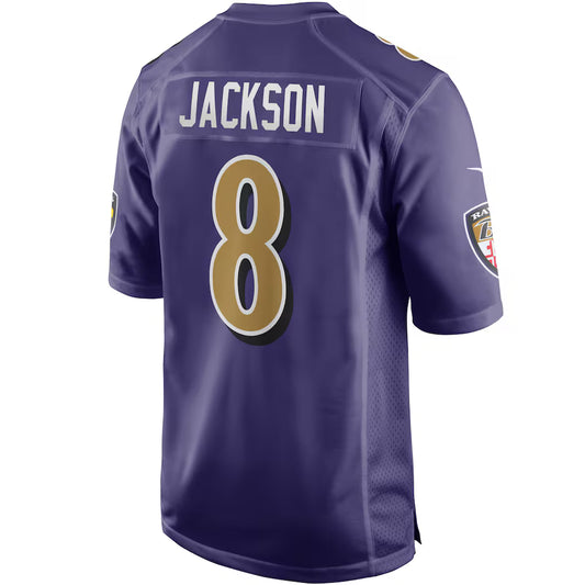 B.Ravens #8 Lamar Jackson Purple Game Player Jersey Stitched American Football Jerseys