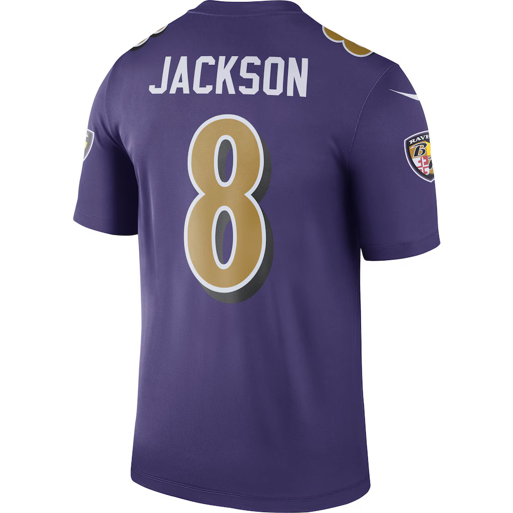 B.Ravens #8 Lamar Jackson Purple Legend Player Performance Top Jersey Stitched American Football Jerseys