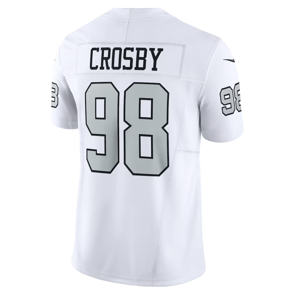 LV.Raiders #98 Maxx Crosby White Vapor F.U.S.E. Limited Jersey Stitched American Football Jerseys