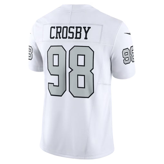 LV.Raiders #98 Maxx Crosby White Vapor F.U.S.E. Limited Jersey Stitched American Football Jerseys