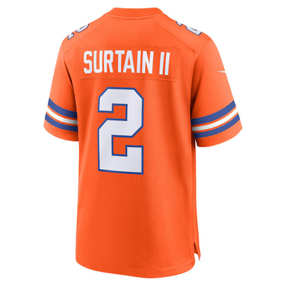 D.Broncos #2 Patrick Surtain II Game Jersey Orange Mile High Collection 1977 Throwback Player Game Jersey Game Jersey Stitched American Football Jerseys