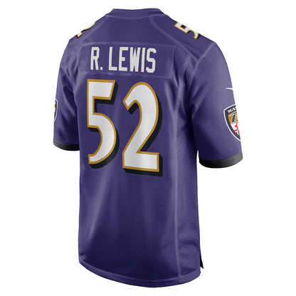 B.Ravens #52 Ray Lewis Purple Game Player Jersey Stitched American Football Jerseys
