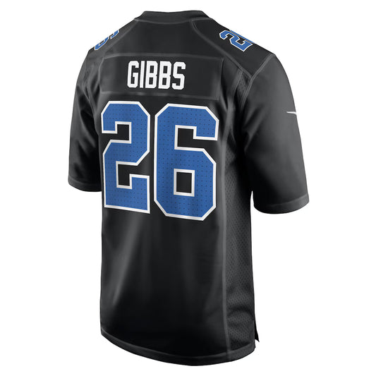D.Lions #26 Jahmyr Gibbs Carbon Black Fashion Jersey Stitched American Football Jerseys